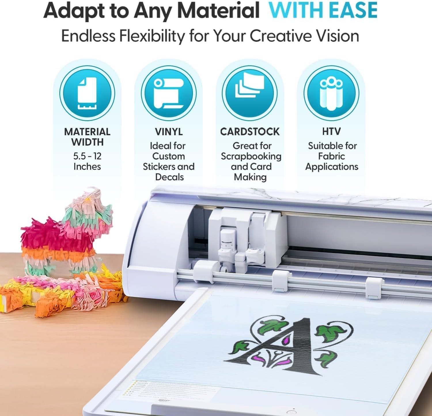 image:imageSilhouette America Cameo 5 Alpha Smart Cutting Machine for Print amp Cut Quiet Operation with AutoBlade Studio Software Cutting Mat Vinyl Paper amp Fabric Compatible Classic WhiteStarter Bundle