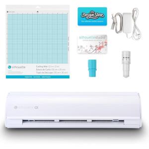 Silhouette America Cameo 5 Alpha (α) – Smart Cutting Machine for Print & Cut – Quiet Operation with AutoBlade, Studio Software, Cutting Mat- Vinyl, Paper & Fabric Compatible – Classic White(CAMEO5α)