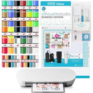 Silhouette Portrait 4-9 inch Vinyl Cutting Machine with Studio Software, PixScan, Electric Tool and ES Mat Compatible, SNA and IPT Enabled, 50 db(Deluxe Bundle)