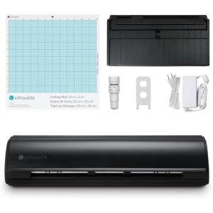 Silhouette Cameo 5 12 inch Vinyl Cutting Machine with Studio Software, Electric Tool and ES Mat Compatible, SNA and IPT, 50 db, Matte Black Edition