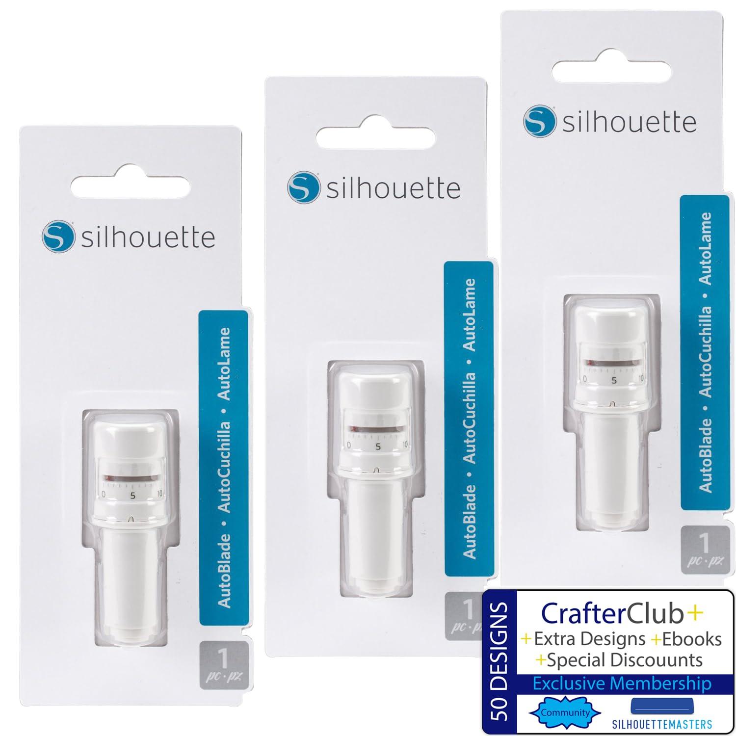 image:imageSilhouette Autoblade Pack of 3 Replacement Blades for Cameo 3 and Portrait 2 withCrafterClub50 Free Designs