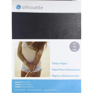 Silhouette America Temporary Tattoo Paper – Custom Designs with Silhouette Machine Print & Cut – Inkjet Printable Tattoo Paper, Easy Application/Removal – For Kids, Events, Promotions- 2 Sheet, Silver